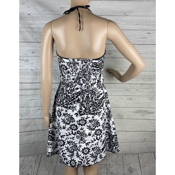 Speechless Sundress Juniors Size 3 Black White Floral Print Tie Halter Smocked - Picture 9 of 12